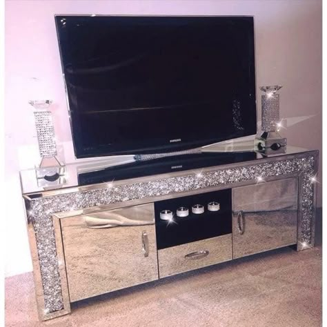 Crushed Diamond Decor, Bling Furniture, Glam Chair, Mirrored Furniture Decor, Glitter Furniture, Mirror Tv, Mirrored Bedroom Furniture, Glamour Decor, Crushed Diamonds