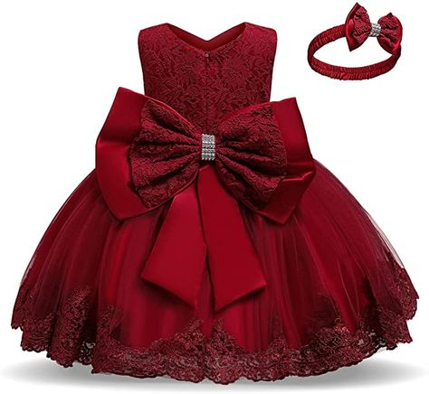 Amazon.com: NNJXD Girls' Tulle Flower Princess Wedding Dress for Toddler and Baby Girl: Clothing, Shoes & Jewelry Baby In Wedding Dress, Girls Baptism Dress, Baby Birthday Dress, Girls Birthday Party Dress, Toddler Party Dress, 파티 드레스, Newborn Girl Outfits, Birthday Party Dress, Girls Dresses Summer