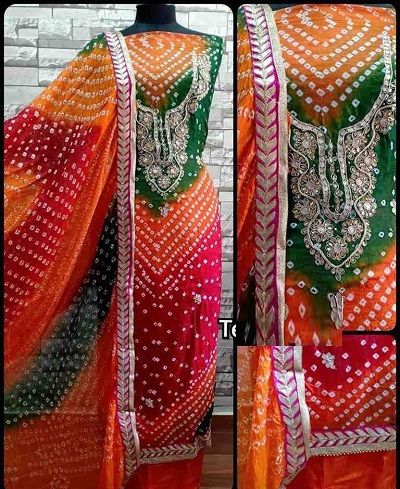 25 Latest Bhandej Salwar Suit Designs Trending Now (2020) Jaipuri Suits, Silk Dress Material, Bandhani Dupatta, Bandhani Dress, Salwar Suit Designs, Bridal Gift Wrapping Ideas, Gotta Patti, Kurti Designs Latest, Blue Print Dress