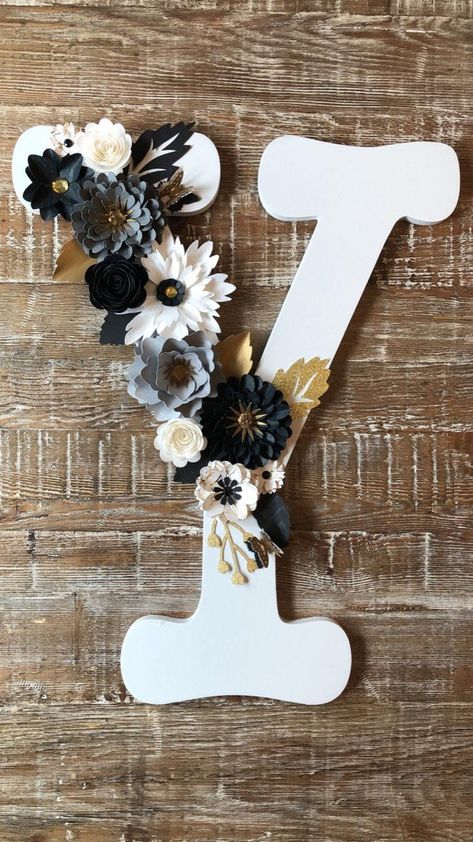 Wooden Initial Letters Wall Decor, Floral Alphabet Letters Flower, Floral Alphabet Letters, Letters Wall Decor, Alphabet Letter Templates, Baby Nursery Wall Decor, Floral Cake Topper, Letter Flower, Wood Monogram