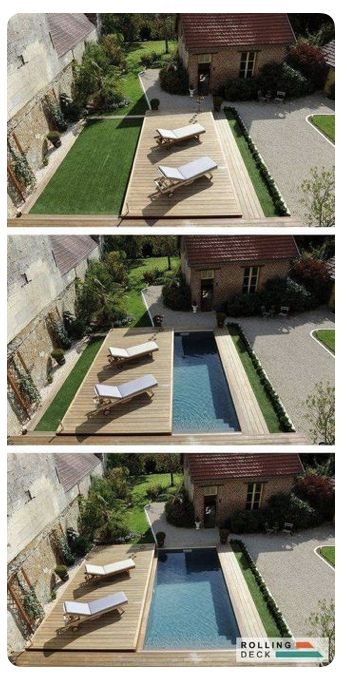 Pool With Covered Deck, Small Pool Design For Small Yards, Small Yard Pools Backyard Designs, Small Pools For Small Yards, Pool Designs For Small Yards, Pool Ideas For Small Yards, Shipping Container Swimming Pool, Ideas De Piscina, Pools For Small Yards