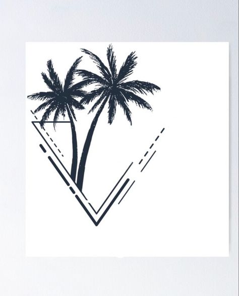 Triangle Palm Tree Tattoo, Divi Divi Tree Aruba Tattoo, Geometrical Tattoo Men, Bali Tattoo Ideas Men, Palm Springs Tattoo Ideas, Beach Tattoo Ideas Men, Miami Tattoo Ideas Men, Tropical Tattoo For Men, Palm Tattoo Design