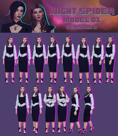 Model 01 Version A and Version A Smiling | Patreon Poses Sims 4, Ts4 Poses, 4 Poses, Camera Logo, Sims 4 Dresses, Sims Hair, Pose References, Sitting Poses, Standing Poses