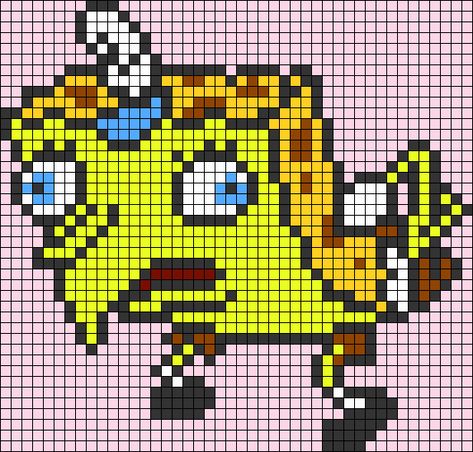 Alpha pattern #32116 | BraceletBook Pixel Art Pattern Funny, Crochet Graphgan Patterns Free Pixel Art, Funny Pixel Art Grid, Funny Alpha Pattern, Pixel Art Funny, Funny Pixel Art, Spongebob Meme, Modele Pixel Art, Piskel Art