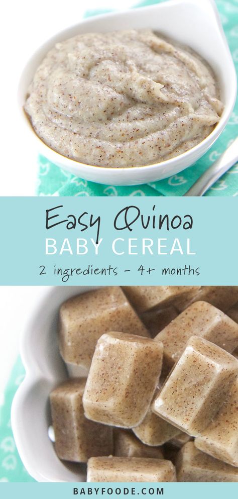 Homemade Quinoa Baby Cereal (2-Ingreidents!) - Baby Foode Easy Quinoa, Baby Cereal, Healthy Baby Food, Baby First Foods, Baby Puree Recipes, Baby Puree, Homemade Baby Foods, Baby Eating, Homemade Baby Food