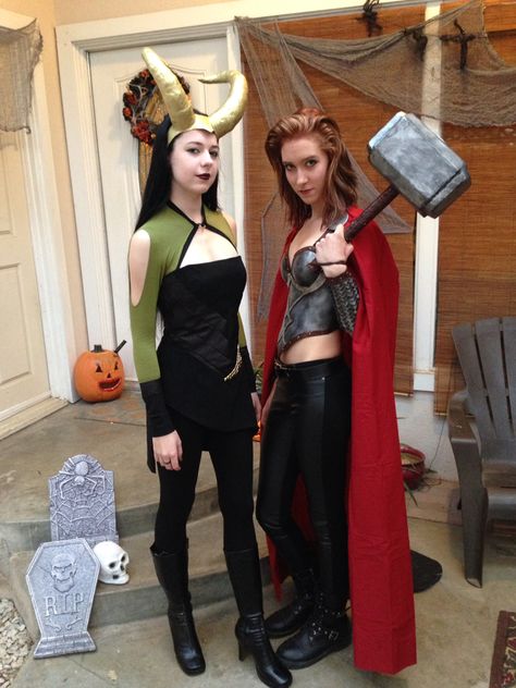 Thor And Loki Costumes Female, Female Thor Costume, Loki Halloween Costume, Thor Costume, Loki Costume, Thor And Loki, Female Thor, Thor X Loki, Me And My Friends