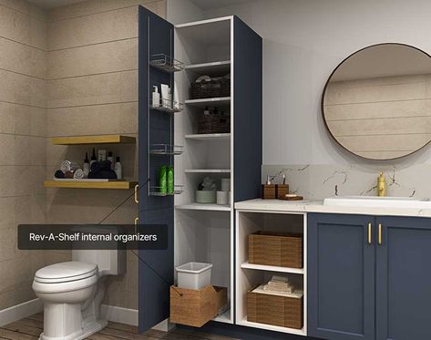 Small Apartment Bathroom Storage, Redesign Small Bathroom, Ikea Bathroom Storage, Ikea Sektion Cabinets, Small Bathroom Cabinets, Small Bathroom Storage Cabinet, Tall Bathroom Storage Cabinet, Bathroom Vanity Storage, Space Saving Bathroom