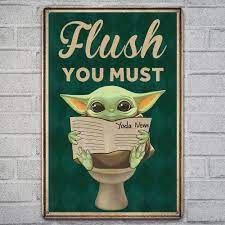 Amazon.com: Retro Bathroom Metal Sign Wall Decor,Baby Yoda Flush You Must Metal Tin Sign Funny Flush The Toilet Sign Bathroom Signs Decor for Home,Office,Farmhouse Poster Decor (8×12 inch) : Home & Kitchen Flush The Toilet Sign, Star Wars Bathroom Decor, Baie Vintage, Star Wars Bathroom, Star Wars Wall Art, Retro Bathrooms, Toilet Sign, Funny Bathroom Signs, Tin Art