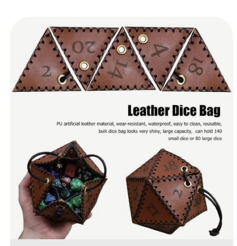 Dice Table, Leather Dice Bag, Dice Jewelry, Dice Storage, Diy En Cuir, Game Accessories, Leather Diy Crafts, Dice Bag, Leather Projects