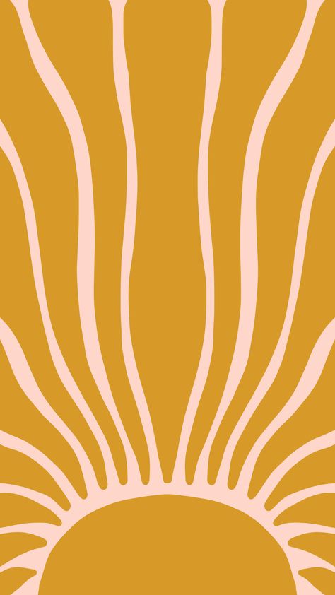 Wavy Sun Illustration by The Wonderbrand in mustard and pink tones. #brand #branding #brandillustration Poster On Wall Ideas, Sun Art Wallpaper, Sun Wallpaper Aesthetic, Boho Aesthetic Prints, Illustration Wallpaper Iphone, Sun Phone Wallpaper, Earth Tones Background, Sun Pattern Illustration, Sun Illustration Art