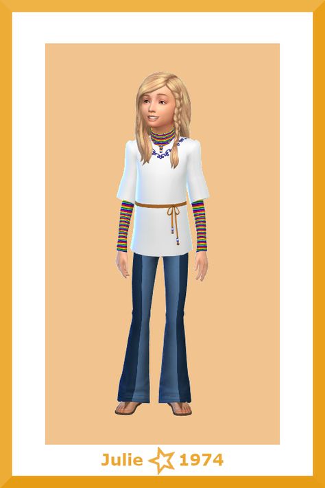 Decades Outfits, 1970 Outfits, Sims 4 Decades Challenge, 70 Outfits, 1970s Clothing, 70s Tops, Sims 4 Patreon, 70s Clothing, Sims 4 Children