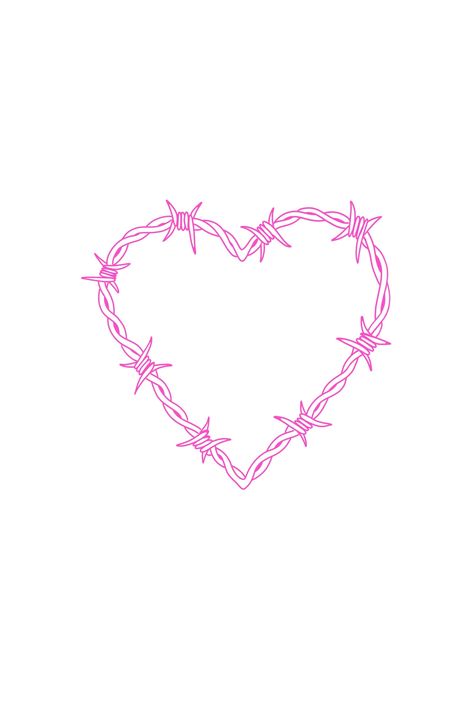 Pink Barbed Wire Tattoo, Bichota Heart Tattoo, Heart Barbed Wire, Barbwire Heart, Body Doodles, Barbed Wire Heart, Barbed Wire Tattoos, Valentine Tumbler, Wire Heart