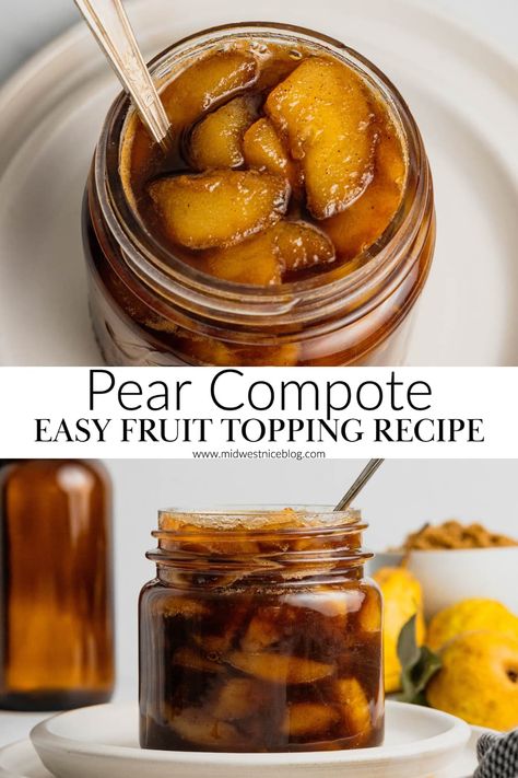 Spiced Pears Recipe, Pear Syrup, How To Can Pears In Light Syrup, Pear Compote Recipe, Easy Pear Preserves, Canned Pears In Light Syrup, Small Batch Pear Jam, Pear Pie Filling, Pear Chutney Recipe