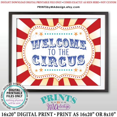 Welcome to the Circus Sign, Circus Theme Party, Greatest Show on Earth, Festival, Birthday Party, PRINTABLE 8x10/16x20” Welcome Sign Welcome To The Carnival Sign, Arrow Pointing Right, Welcome To The Circus, Circus Signs, Carnival Signs, Theme Carnaval, Carnival Ideas, Carnival Circus, Circus Theme Party