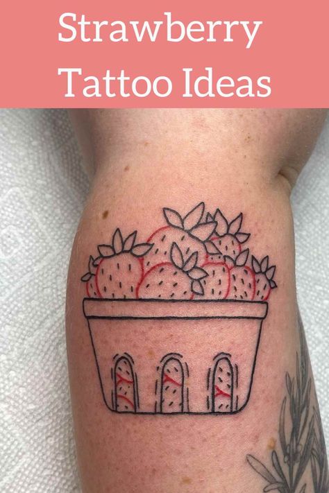 Strawberry House Tattoo, Strawberry Basket Tattoo, Strawberry Milk Tattoo, Strawberry Jam Tattoo, Strawberry Bush Tattoo, Strawberry Stamp Tattoo, Strawberry Tattoo Black And White, Traditional Strawberry Tattoo, Wild Strawberry Tattoo