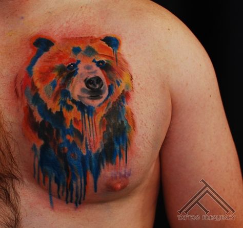 Geometric Bear Tattoo, Geometric Bear, Tattoo Color, Bear Tattoos, Bear Tattoo, Bear Pictures, Tat Ideas, Great Tattoos, Tattoo Models