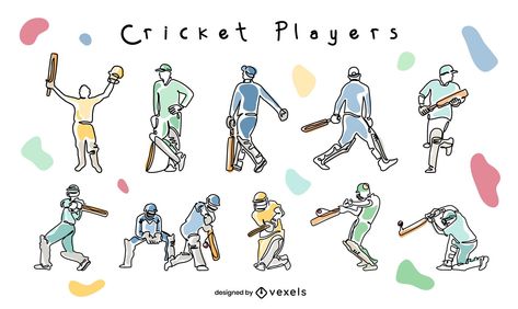 Cricket Logo Creative, Cricket Doodle Art, Cricket Doodle, Simple Cricket Drawing, Cricketer Sketch, Cricket Clipart, Cricket Vector Illustrations, Mexican Fonts, Cricket Logo