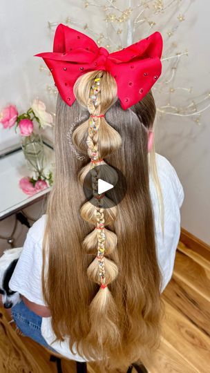 46K views · 888 reactions | Back to school half up hairstyle! 🍎📚🏫  *tip: add the braid into the bubble on the last wrap of the elastic to help keep the braid on top of the bubble braid. 🫧   🍎the CUTEST back to school glitter from @glitterbyvee ✨ | Paisley’s Petals | Big Time Rush · Just Getting Started Kids Bubble Braid, Braid On Top, Half Up Hairstyle, Easy Little Girl Hairstyles, Bubble Braid, Top Braid, Kids Bubbles, Braids With Curls, Beautiful Braids