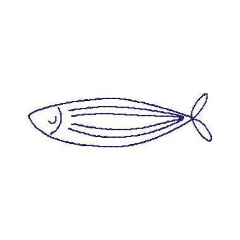 "Fish outline machine embroidery design in an adorable bean stitch. I love this simple design that has so much personality. Use it by itself or triple them up.  Size: 2.5\" x 3/4\", 549 stitches 3\" x 7/8\", 655 stitches 3 7/16\" x 1\", 741 stitches This listing is for a digital file meant to be used with an embroidery machine.  File Formats: .pes, .dst, .exp, and .jef. If you need a different file type, please send me a message. I'm happy to save and send to you.   Adjusting size can alter the Simple Fish Design, Simple Fish Art, Embroidered Fish Simple, Simple Fish Embroidery, Fish Embroidery Pattern, Sardine Embroidery, Embroidery Sketch, Embroidery Illustration, Fish Embroidery Designs