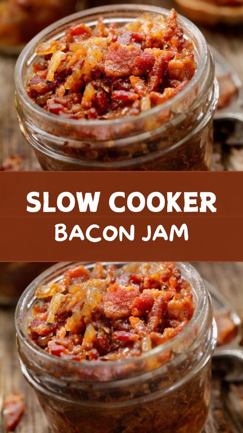 Slow Cooker Bacon Jam Crockpot Bacon Jam, Apple Bacon Jam, Bacon Jalapeno Jam Recipe, Slow Cooker Tomato Jam, Canning Bacon Jam, Bacon Jam Recipe Easy, Maple Bacon Jam, Tomato Bacon Jam, Jalapeno Jam Recipe