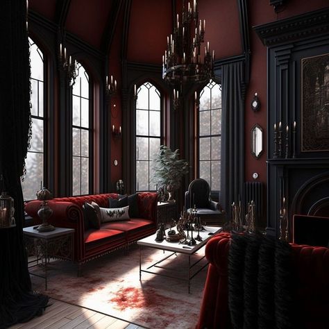 Victorian Bedrooms Ideas, Modern Goth Home Decor, Modern Goth Home Living Room, Ismark Kolyanovich, Goth Victorian House, Villain House, Gothic Victorian Bedroom, Modern Goth Home, Bees House