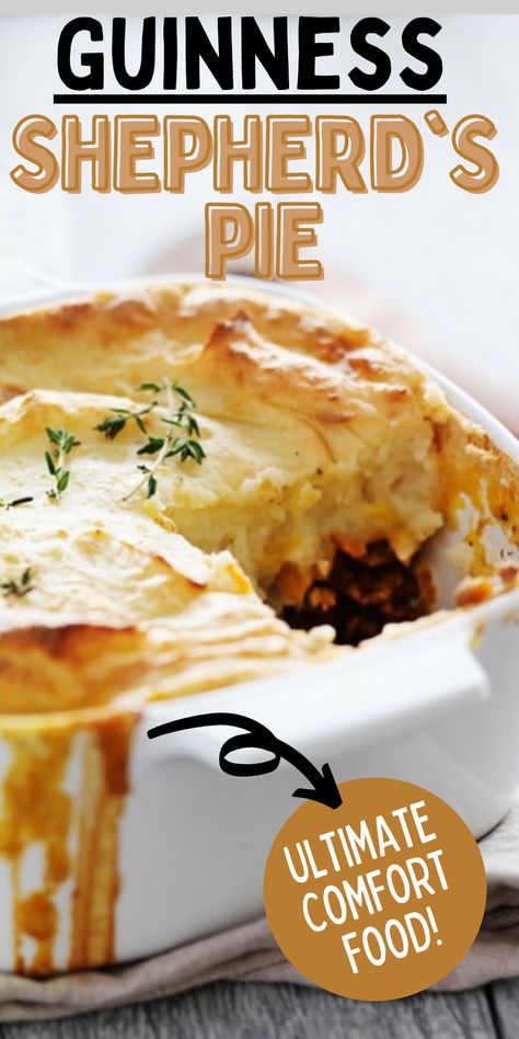 St Patricks day comfort food- Shepherds pie St Patricks Day Shepards Pie, Shepards Pie With Guiness, Authentic Irish Shepherds Pie Recipe, Irish Cottage Pie Recipe, Pub Meals Recipes, Irish Shepherds Pie Recipe Guinness, Guinness Shepherds Pie, Traditional Irish Shepards Pie, Irish Dinners Easy