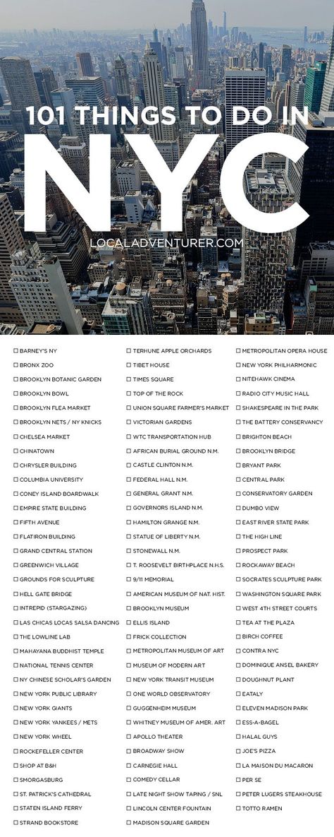 Check out our 101 Things to Do in NYC Bucket List - from the touristy spots everyone has to do at least once to the spots a little more off the beaten path. // localadventurer.com Nyc Bucket List, Things To Do In Nyc, Voyage New York, Destination Voyage, Nyc Trip, Summer Bucket Lists, City Trip, Future Travel, New York Travel