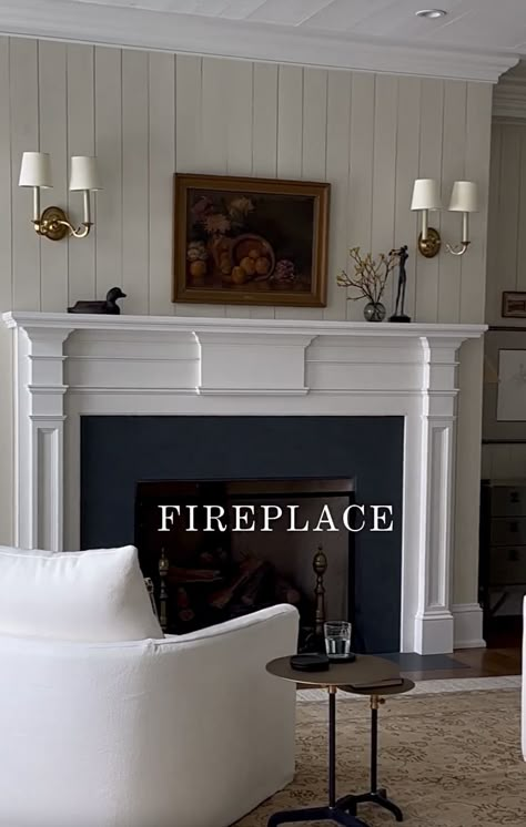 Arhaus Fireplace, Dining Room With Fireplace Design, Traditional Gas Fireplace, Grand Millennial Fireplace, Fireplace Bump Out, Off Centre Fireplace, Small Room With Fireplace, Fireplace Traditional, Traditional Fire Place