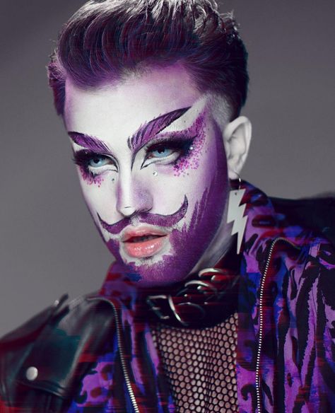 Drag King Makeup, Glitter Beards, Cool Makeup, Makeup Cosplay, Drag Make-up, Drag Queen Makeup, Drag King, Pride Makeup, Face Art Makeup