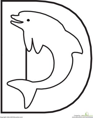 This fun alphabet coloring page will have your child coloring a diving dolphin while learning the shape and sound of the letter D. Letter Preschool, Alphabet Colouring, Letter D Crafts, Animal Alphabet Letters, Alphabet Crafts Preschool, Coloring Letters, The Letter D, Abc Print, Color Sheets