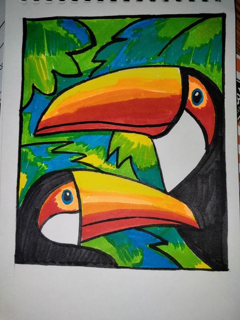 Colors 
Brush pens 
Birds 
Drawing
Easy drawing
Colorful birds Brush Pens Drawing, Toucan Drawing, Drawing Birds, Brush Pen Art, Bird Artists, Pen Art Drawings, Painting Nature, Hand Lettering Alphabet, Oil Pastel Drawings