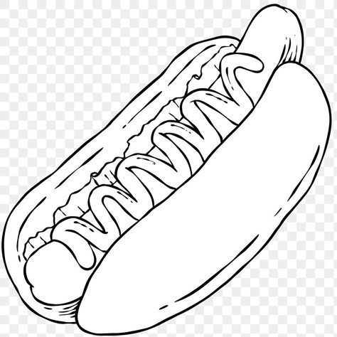 Hot Dog Png, Hot Dog Drawing, American Hot Dogs, Black And White Outline, Drawn Dog, Dog Pen, Dog Png, Sticker Png, Sketches Simple