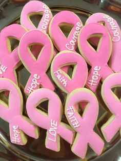 Chemo Party, Ribbon Cookies, Survivor Party, Pink Treats, Tea Company, Cookie Time, Pink Tea, Pink Out, Cookies Recipes