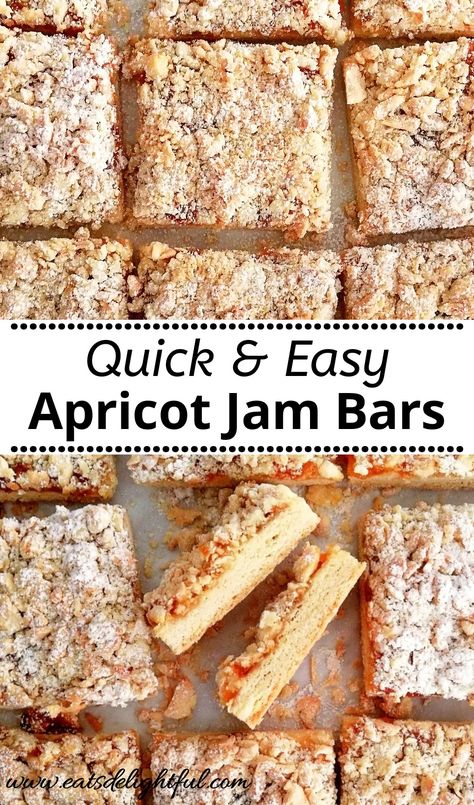 Jam Bars Recipe, Apricot Bars Recipe, Crumb Topping Recipe, Apricot Bars, Apricot Jam Recipes, Jam Bars, Mini Dessert Recipes, Square Recipes, Crumble Bars