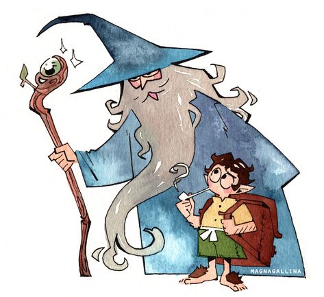 Gandalf And Bilbo, Tolkien Art, Lotr Art, Gandalf, Funky Art, Cartoon Character, The Hobbit, Character Design Inspiration, Drawing Inspiration