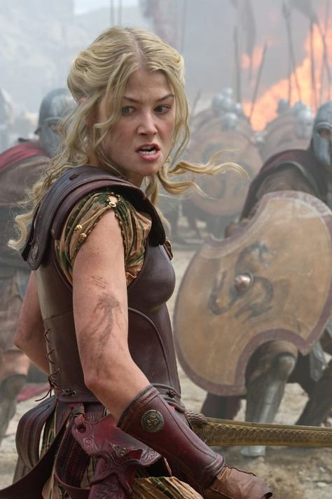 Rosamund Pike in 'Wrath of the Titans.' Wrath Of The Titans, Clash Of The Titans, Female Armor, Heroic Fantasy, The Titans, Rosamund Pike, Female Knight, Liam Neeson, Warrior Queen