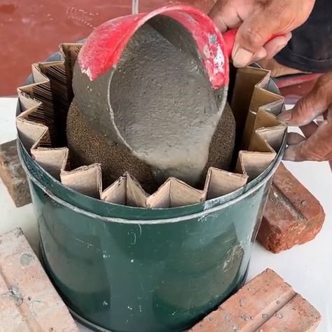 Chennai Express - Recycling Cardboard Boxes And Cement To Make Plant Pots For Home Make Plant Pots, Recycling Cardboard, Cement Pots Diy, Diy Cement Planters, Chennai Express, Concrete Plant Pots, Cement Flower Pots, Diy Concrete Planters, Cement Garden