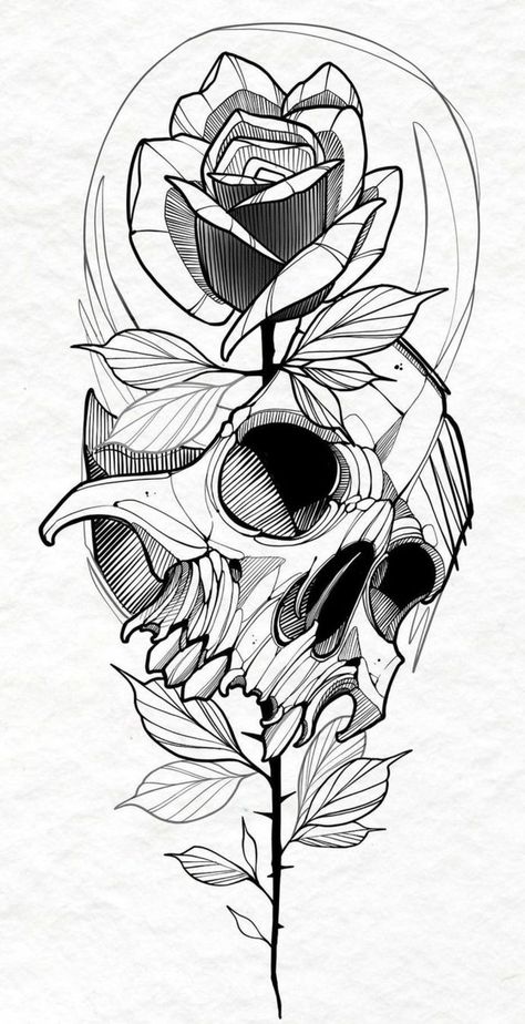 Tattoo Outline Drawing, Muster Tattoos, Skull Art Drawing, Geniale Tattoos, Tattoo Stencil Outline, Tattoo Style Drawings, Tattoo Design Book, Skull Tattoo Design, Tattoo Art Drawings