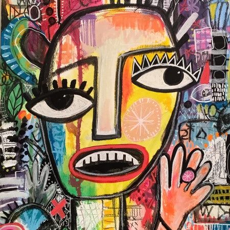 Julia Trembicki Art, Face Graffiti Art, Basquiat Face Art, Julia Jacklin Poster, Julia Trembicki, Trippy Eyes Painting, Raw Art, Art Faces, Small Pictures