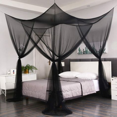 Amazon.com: Mengersi Bed Canopy,Canopy Bed Curtains Bed Drapes for Full Queen King Size Bed,Mosquito Net Bed Curtains for Patio Indoor Outdoor Net,Black Bed Canopy Curtains for Gothic,Halloween Decoration : Home & Kitchen Mosquito Net Canopy, Bedroom Atmosphere, Princess Canopy Bed, Mosquito Net Bed, Letto King Size, Bed Drapes, Canopy Bed Curtains, Bed In Corner, Canopy Curtains