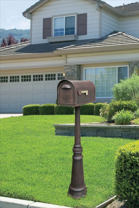 Our Tacoma is a surface mount mailbox post with an stately column base that provides a classic look to your curbside. The Tacoma, like all of our mailbox posts, is manufactured from rust-proof cast aluminum. Each piece is powder coated to give it a chip-proof, fade resistant color. #mailbox #mailboxes #beautification #decorative #landscape #homeowners #mailboxmonday #curbappeal #speciallite Black Mailbox, Mailbox Posts, Modern Mailbox, The Berkshire, Aluminum Door, Mailbox Post, Textured Panels, Mounted Mailbox, Grain Texture