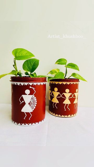 Pot Painting Ideas, Pista Shell Crafts, Ice Cream Stick Craft, Wall Hanging Ideas, Warli Art, Instagram Wall, Pot Painting, Hanging Ideas, Wall Hanging Crafts