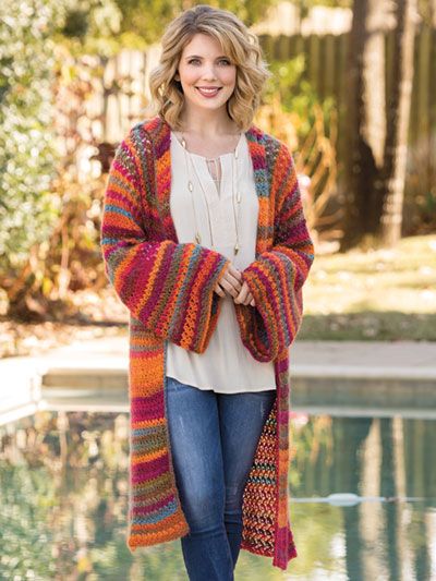 Coatigan of Many Colors Crochet Pattern Crochet Sweater Coat, Crochet Coats, Crochet Jackets, Cardigan Sweater Pattern, Annie's Crochet, Crochet Cardigan Sweater, Crochet Coat, Crochet Magazine, Haken Baby