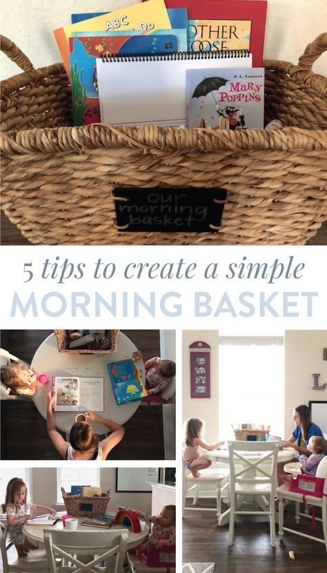 Rhythms: 5 Tips to Create a Simple Morning Basket Morning Basket, Charlotte Mason Homeschool, Homeschool Routine, Homeschool Education, Play School, Homeschool Life, Discipline Kids, Homeschool Help, Homeschool Planning