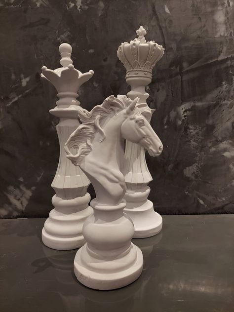 Queen And Knight, Chess Decor, Handmade Chess Set, Giant Chess, Knight Chess, Chess Set Unique, Garden Apartment, Yellow Orchid, Beautiful Figure