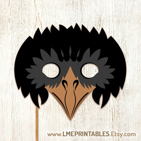 Crow Raven Mask Printable Halloween Costume Blackbird Animal - Etsy Argentina Eagle Mask, Falcon Hawk, Raven Mask, Crow Mask, Mask Printable, Paper Masks, Animal Halloween Costumes, Printable Masks, Unique Masks