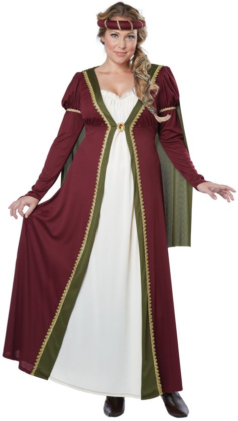 Perfect wench costume for women attending the local Renaissance fair Plus Size Medieval, Romeo And Juliet Dress, Fancy Dress Plus Size, Medieval Maiden, Plus Size Fancy Dresses, Maiden Costume, Juliet Dress, Medieval Gown, California Costumes