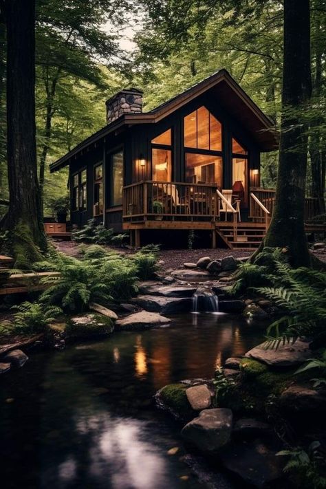 Eco Tiny House, Small House In The Woods, Tiny House Designs, A Cabin In The Woods, Cabin Retreat, Chalet Design, Cabin Living, Plant A Tree, Dream Cottage