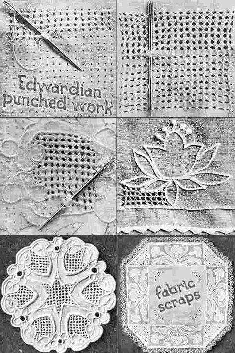 Edwardian Punched Work - Pulled Thread Embroidery - Sew Historically Edwardian Embroidery Pattern, Historical Sewing Techniques, Pulled Thread Embroidery, Edwardian Embroidery, Edwardian Pattern, Edwardian Sewing, Edwardian Crochet, Cottagecore Inspiration, Victorian Embroidery