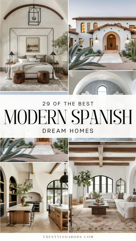 spanish modern homes Spanish Style Bay Window, Spanish Style Homes Backyard, Spanish Homes Interior, Spanish Homes Exterior, Adobe House Interior, Modern Spanish Home Interior, Spanish Modern Homes, Spanish House Interior, Spanish Modern Interior